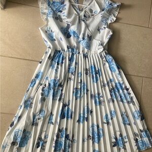 Floral Blue and White Kids Dress